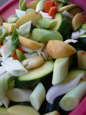 Papillote de petits légumes nouveaux bios Papillote de petits légumes nouveaux bios
