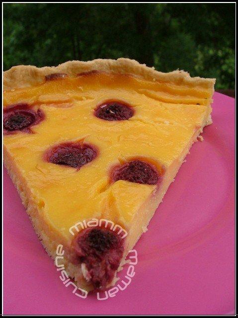Tarte flan au yaourt à boire saveur framboises