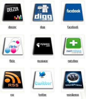 9 icones sociales - carnet à spirales