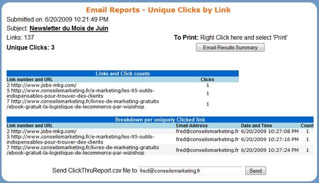 statistiques envoi emailing