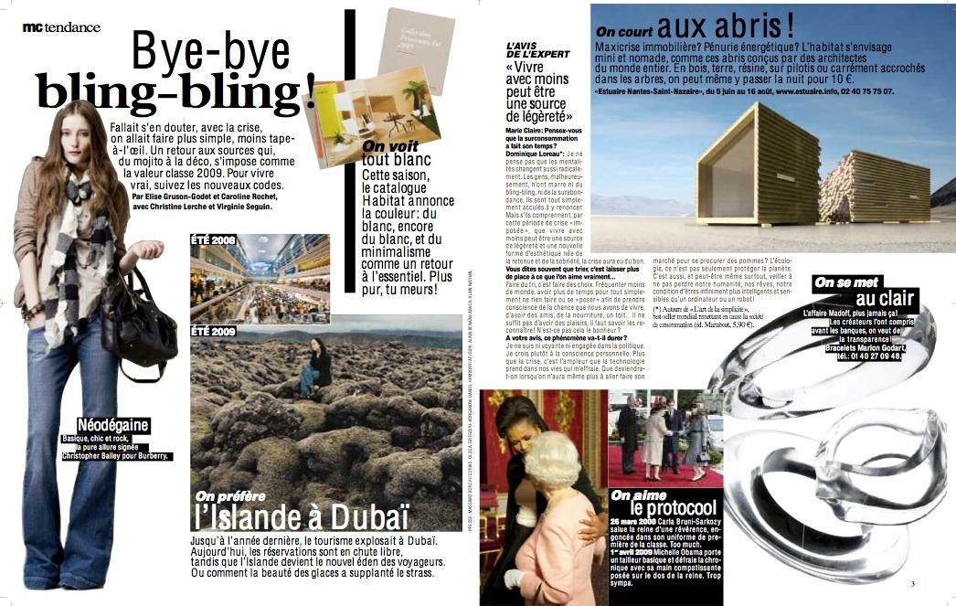 ADIEU BLING BLING, Marie Claire, VII-09