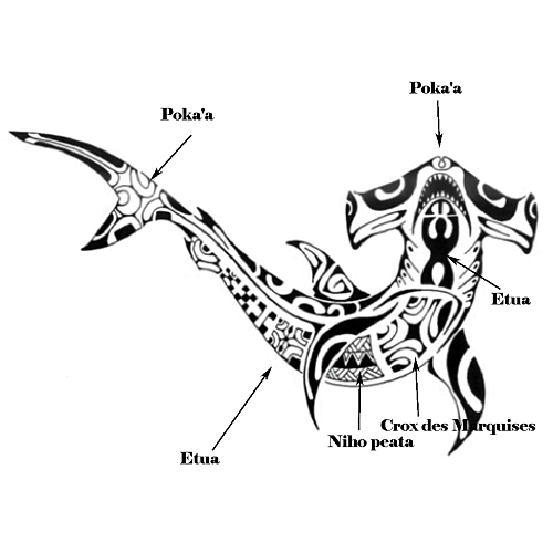 tatouage maori. Motif tatouage polynésien requin marteau. Quelques explications de motifs 