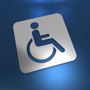 A mobilité réduite, un homme crée sa propre voiture électrique handicapé logo (illustration)