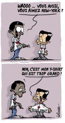 Nicolas Sarkozy n'aime pas NY, il s'aime lui ! (dessin) Le t-shirt I Love Nicolas Sarkozy