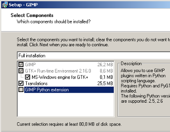Gimp - Installer Python sur Windows