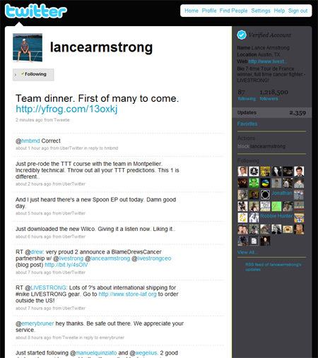 Télé réalité pour Lance Armstrong grâce à Twitter