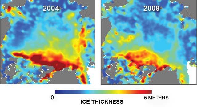 Fonte rapide des glaces pluri-annuelles dans locéan Arctique