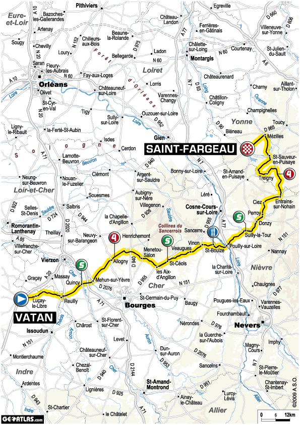 Tour de France 2009 : 11ème étape Vatan - Saint-Fargeau (le parcours)
