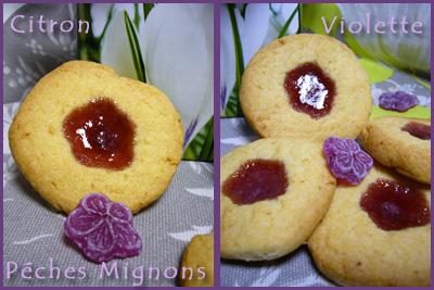 Sablés au citron et coeur de violette Rapide, Farine, Beurre, Violette, Citron, Facile, Biscuits,