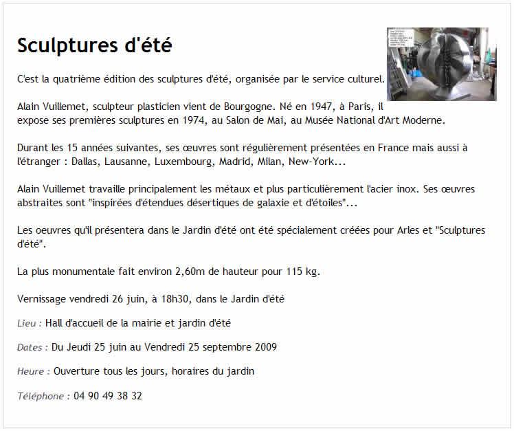 Alain Vuillemet sculptures d'été