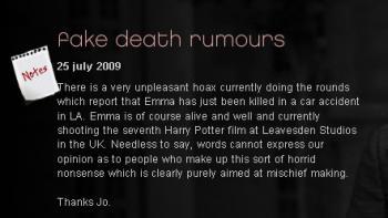 Emma Watson n'est pas morte dans un accident de voiture
