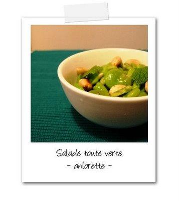 Salade toute verte : fèves, menthe et amandes