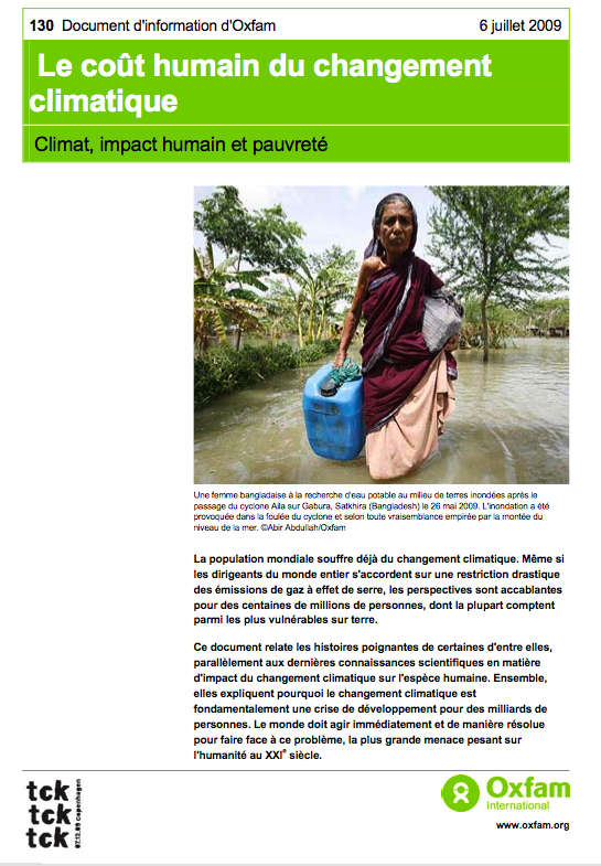 Le coût humain du changement climatique Rapport Oxfam Coût Humain Changement Climatique