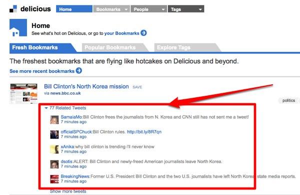 delicious twitter Delicious utilise Twitter pour sélectionner les liens à la une de sa page d’accueil