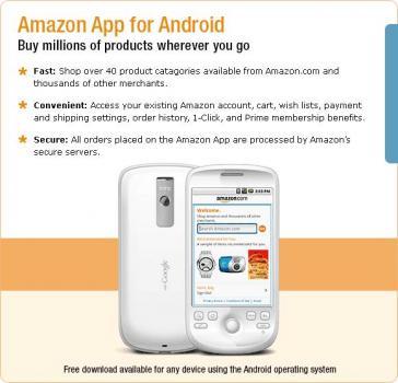 L'application Amazon sur Android : sess courses sur mobile