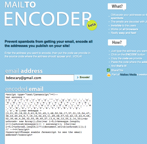 mailtoencoder mailtoencoder Mailto Encoder: publiez votre adresse mail sur le Web sans soucis