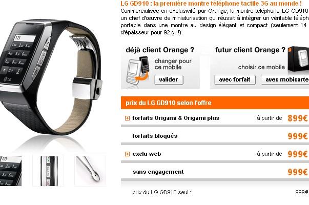 La première montre téléphone au monde 3G chez orange depuis le 6 aout 2009