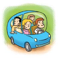 Generique - covoiturage - dessin voiture - 4 personnes dedans Generique - covoiturage - dessin voiture - 4 personnes dedans