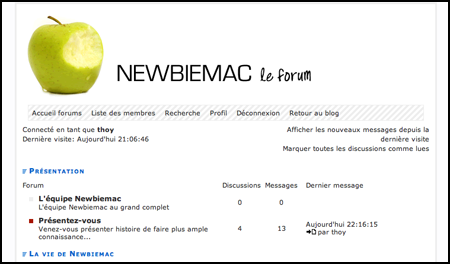 Les forums Newbiemac ouvrent leurs portes