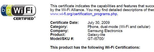 Samsung Galaxy lite I5700 Samsung Galaxy lite I5700