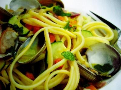 Linguines tièdes aux vongole veraci (palourdes) Image Hosted by ImageShack.us