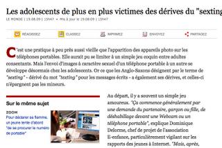 Sextos : il faut apprendre à nos enfants à maîtriser leurs images. Sextos : il faut apprendre à nos enfants à maîtriser leurs images.