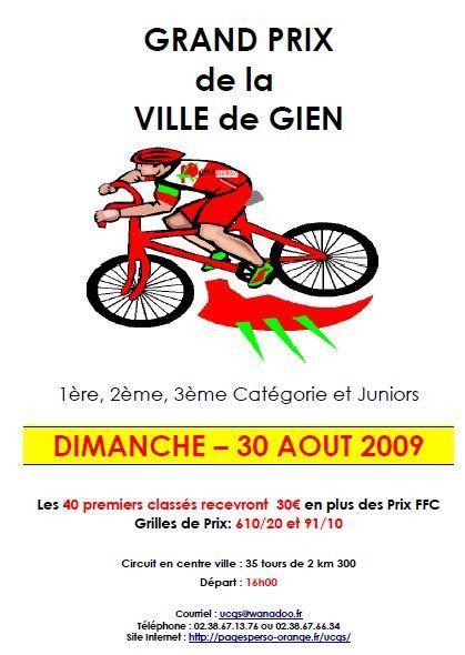 GRAND PRIX de la VILLE de GIEN-DIMANCHE – 30 AOUT 2009 GRAND PRIX de la VILLE de GIEN-DIMANCHE – 30 AOUT 2009
