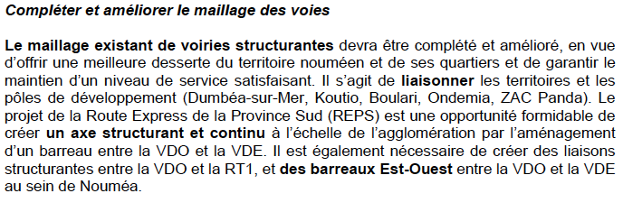 Les déplacements dans le PADD du Grand Nouméa: petit best-of
