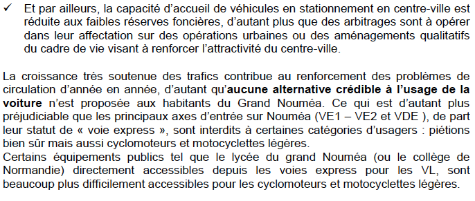 Les déplacements dans le PADD du Grand Nouméa: petit best-of