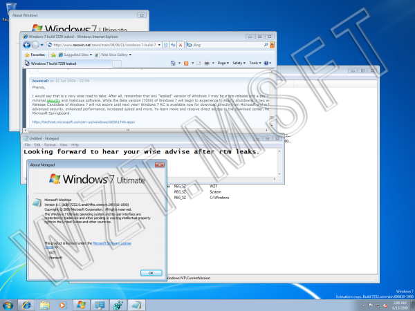 Windows 7 build 7232 VHD déja sur le net avec le fond d’écran officiel !