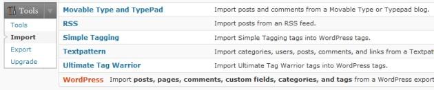 import base de données wordpress