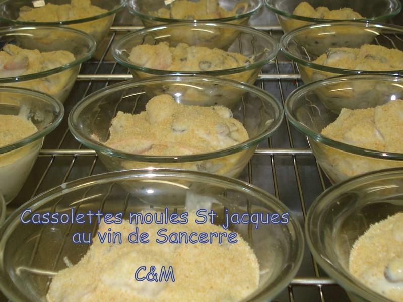 Cassolette moules saint jacques au Sancerre