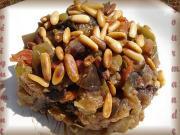 Cliquez pour agrandir : Salade d'aubergines aux olives et pignons grillés Salade d'aubergines aux olives et pignons grillés