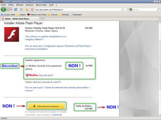Adobe - Installation plugin Flash Player - Application tierce McAfee