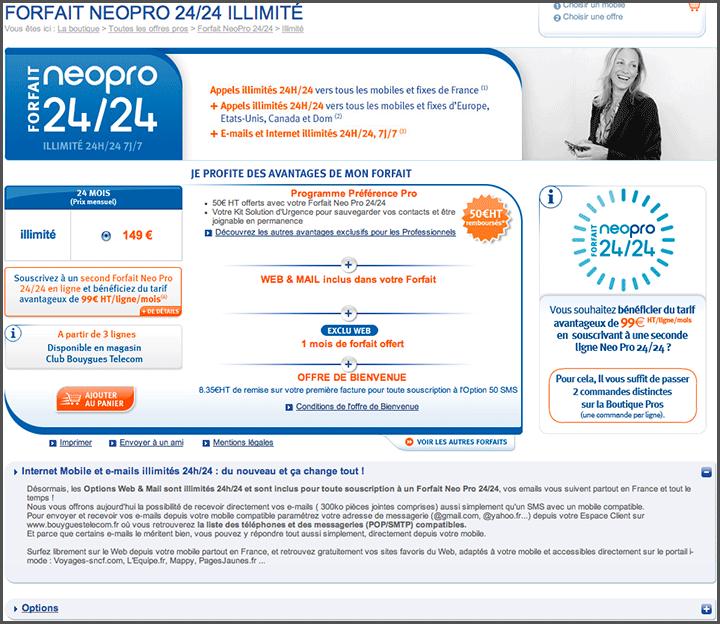 Enfin des forfaits illimités 24/24 ! Bouygues Telecom NEOPRO 24/24