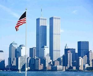Drapeau américain et World Trade Center