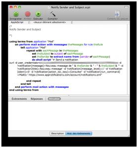 Un script AppleScript pour l'envoi de notifications