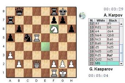 22.Cf6!! la combinaison gagnante de Kasparov 
