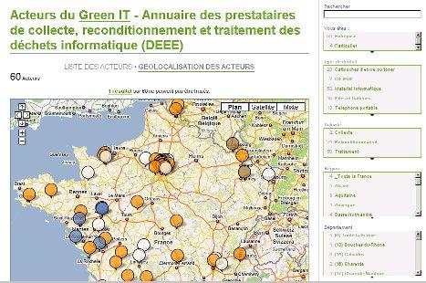 GreenIT.fr - annuaire - sites de collecte des déchets d'équipements électriques et électroniques (DEEE)