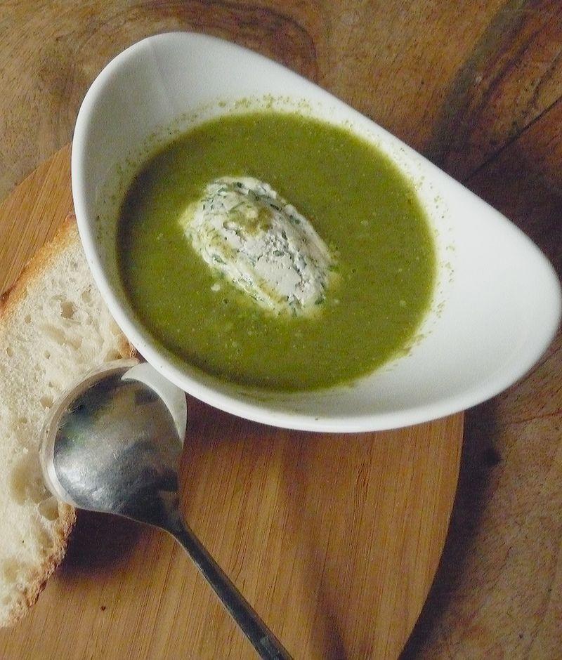 Crème de laitue au chèvre et aux herbes Crème de laitue au chèvre et aux herbes