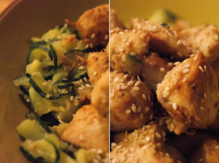 Poulet teriyaki et tagliatelles de courgette Poulet teriyaki et tagliatelles de courgette