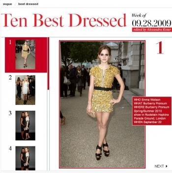 Emma Watson élue meilleure robe de la semaine
