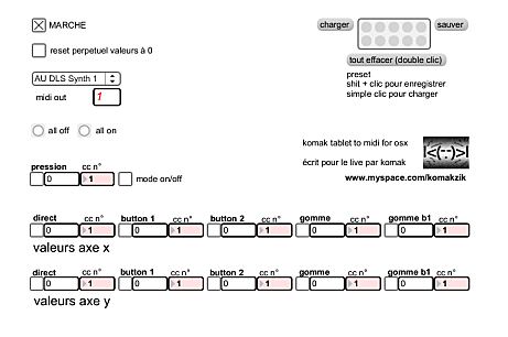 komak tablette wacom to midi osx