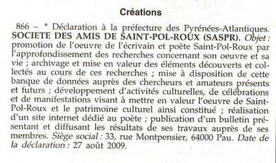 Faire-part : la SOCIETE des AMIS de SAINT-POL-ROUX (S.A.S.P.R.) est née ! Faire-part : la SOCIETE des AMIS de SAINT-POL-ROUX (S.A.S.P.R.) est née !