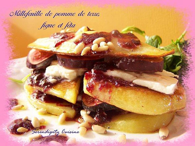 Millefeuille de pomme de terre, figue et feta