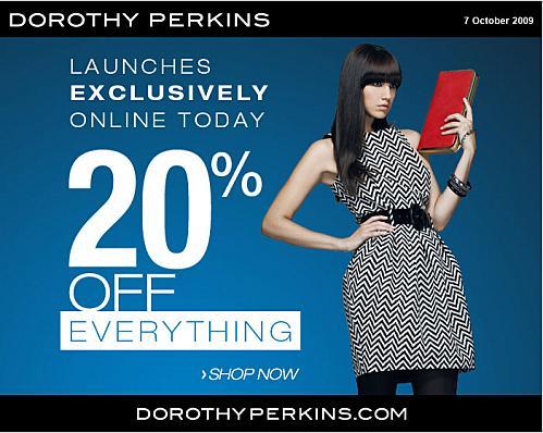 Dorothy Perkins : 20% de remise sur TOUT le site jusqu'à vendredi!