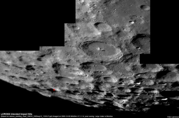 Pôle sud de la Lune et le cratère Cabeus