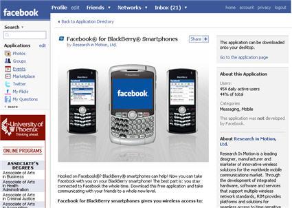 installer l'application facebook blackberry