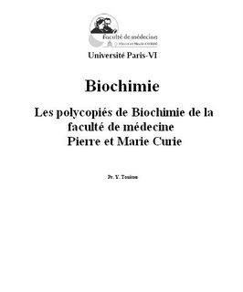 polycopiés de biochimie de la faculté de médecine Pierre et Marie Curie