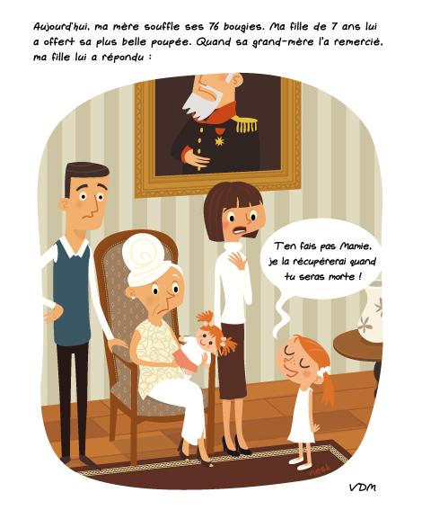 Illustration vie de merde - La grand-mère et la petite fille -  Nesk